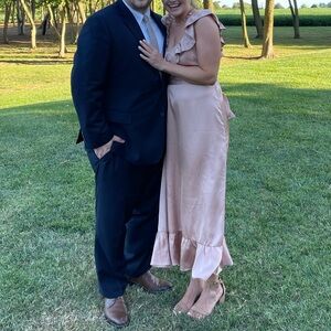 💖 SHOW ME YOUR MUMU 💖 Alexis Midi Dress in Rose Gold Luxe Satin